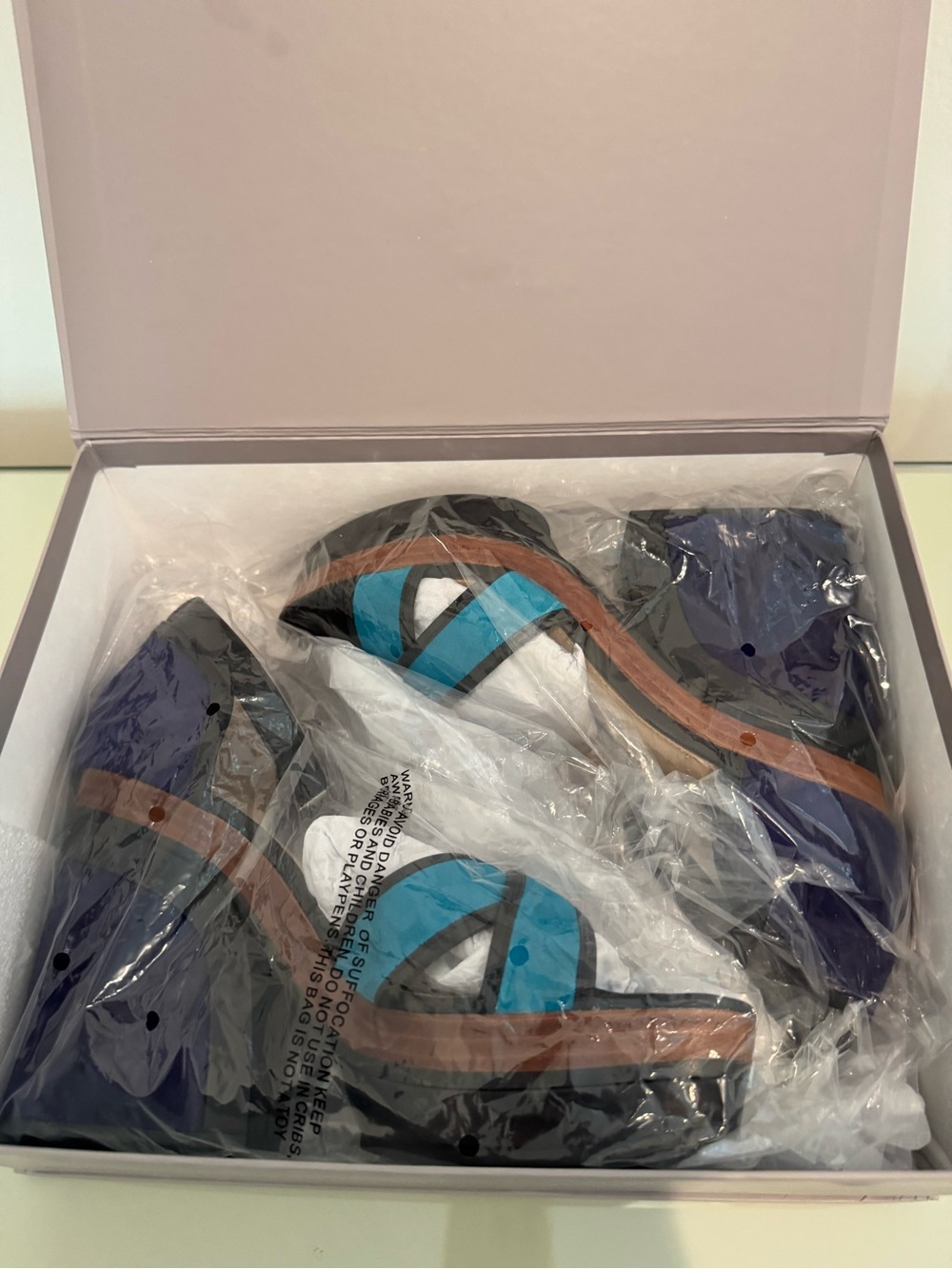 Botkier Teal and Purple Suede Platform Wedge Sandals - Picture 5 of 5